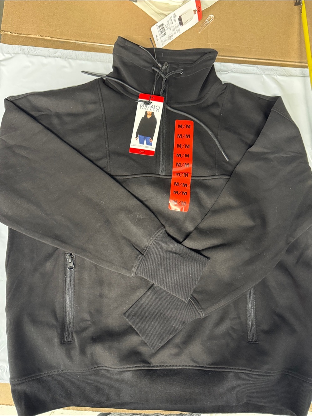 Buffalo David Bitton Black Pullover Quarter-Zip Hoodie